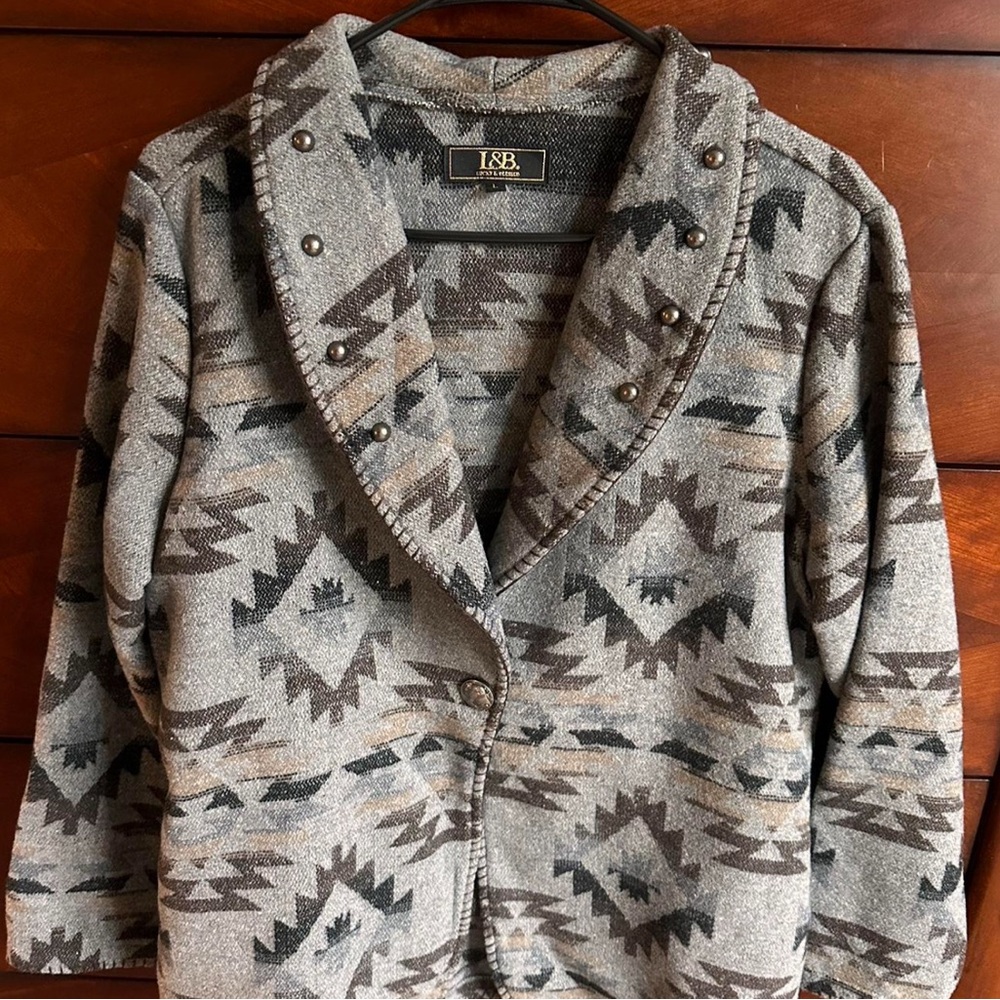 Women's Gray Patterned Jacket - image 1